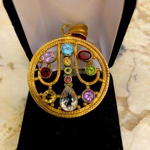 NATURAL MULTI GEMSTONE MEDALLION PENDANT‼️❤️
